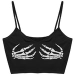 Alternatives Crop Top mit Skeletthand-Print für Goth & E-Girl Style