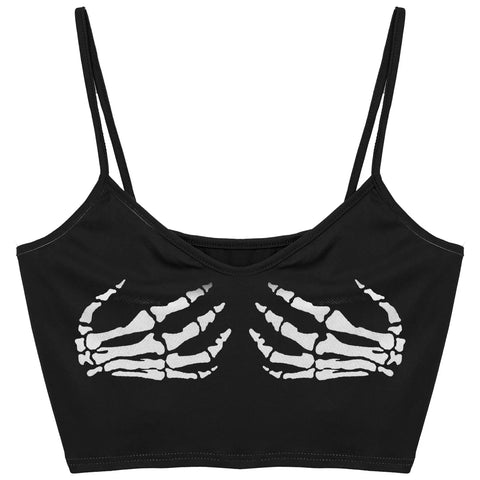 Alternatives Crop Top mit Skeletthand-Print für Goth & E-Girl Style