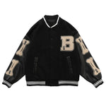 Y2K Baseball Bomber Jacket for Women with Bone Detail and Patches