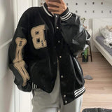 Y2K Baseball Bomber Jacket for Women with Bone Detail and Patches