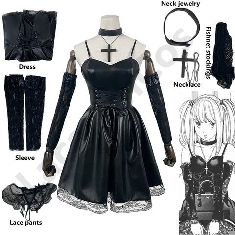 Death Note Cosplay Kostüm Misa Amane für e-girl Imitation Leder