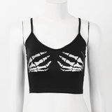 Alternatives Crop Top mit Skeletthand-Print für Goth & E-Girl Style