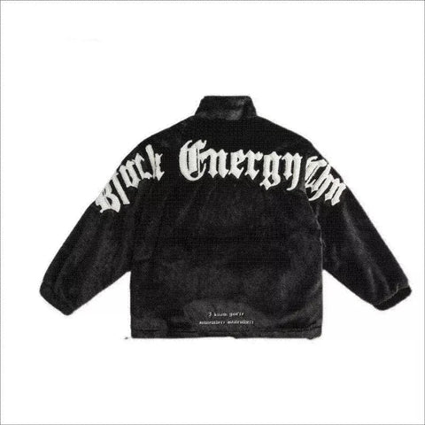 Y2K Kunstpelz-Jacke "Black Energy" – Trendiger Unisex Winterstil