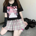 T-Shirt egirl japanischen Stil rosa und weiß