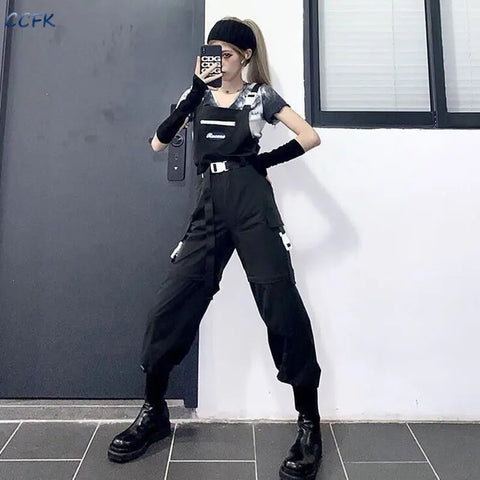 Highwaist Techwear-Cargohosen für Damen im Harajuku-Stil