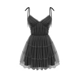 Sexy V-Ausschnitt Gothic Kleid Schwarz