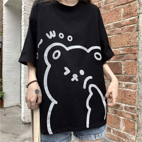 T-shirt e-mädchen ourson kawaii übergröße