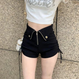 E-Girl Style High Waisted Zipper Shorts