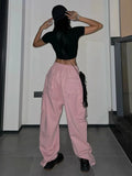 Pink Y2K cargo pants in Kpop style for trend-conscious women