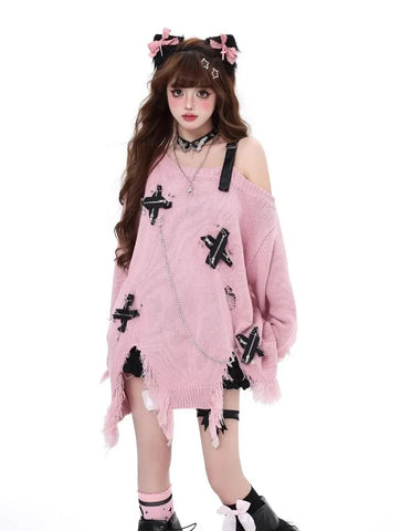 Coquette Oversized Pullover in Harajuku Design