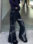 Cyber Y2K Baggy Cargo Jeans for Women Stylish Patchwork