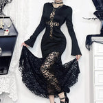 Fashionable black hooded dress with lace