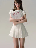 Charming Kawaii White Mini Dress in Korean Style