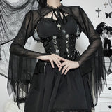 Gothic Short Jacket with Lace and Asymmetrical Sleeves