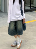 Y2K Vintage Baggy Shorts Jeans Women Wide Leg Streetwear