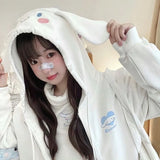 Soft-girl Kawaii Zipper-Hoodie mit Cartoon-Tiermotiven für Damen