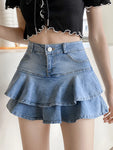 Denim skirt with pockets Comfortable sexy mini skirt for summer