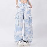 Soft-girl Loose Cargo Pants Blauer Tie-Dye