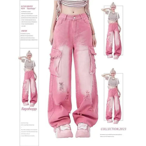 Ripped Jeans in Rosa - High Waist Straight Cut für den Soft-Girl Look