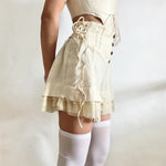 Playful Y2K Lolita Shorts with Ruffles & Lacing – Soft-Girl Trend