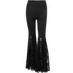 Black E-Girl bell bottom pants with lace and high waist