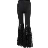 Black E-Girl bell bottom pants with lace and high waist