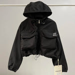 Oversized gorpcore cargo hoodie in black