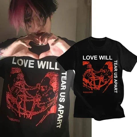 リル・ピープ e-girl Tシャツ「Love Will Tear Us Apart」ブラック