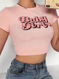 Top Y2k Babygirl Druck Frau Rosa