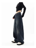 Cool dark blue oversized baggy jeans for a casual Y2K style