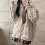 Cozy oversized knitted sweater in Harajuku style for autumn/winter