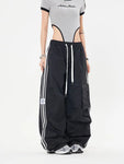 Baggy Trousers Kpop-Fracht-Hose für Frauen mit Kordelzug