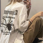 Alternative E-Girl T-Shirt with Gothic Style Spider Graphic