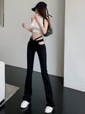 E girlPearl-embellished flared trousers in low-cut denim