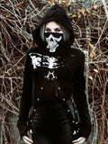 Schwarze Gothic-Punk Bauchfreie Hoodies mit Langen Ärmeln