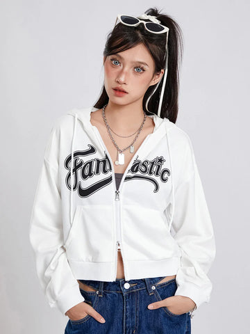 Damen Zip Hoodie mit Schriftzug