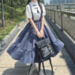 Langer Rock Gothic Lolita Preppy Style Volants Lose Passform