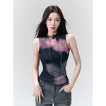 Alternative mesh tank top in purple-black