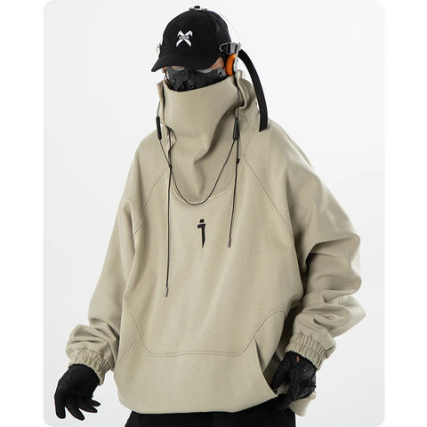 Funktioneller Y3K Hochkragen-Cloak Hoodie für alternative Styles