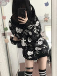 Gothic-Skull Kapuzencardigan Cyberpunk Zipper Hoodie für Damen