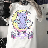 Pastel Goth Unisex Graphic T-Shirt with Creepy Cat Design