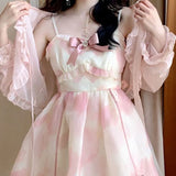 Cute Fairy Pink Dress for Women Lolita Double