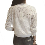 Women's Lace Jacket with Zipper – Delicate Hollow-Out Design