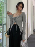 Asymmetrisches Schnür-Top im Koreanischen Stil für den Trend-Look