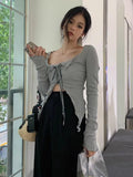 Asymmetrisches Schnür-Top im Koreanischen Stil für den Trend-Look