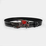 Unisex Jeans Belt with Skull and Heart-Shaped Design Emo Gothic Style