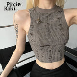 Fairy Grunge Ärmelloses Distressed Tank Top für Damen