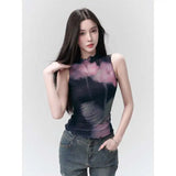 Alternative mesh tank top in purple-black