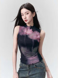 Alternative mesh tank top in purple-black