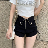 E-Girl Style High Waisted Zipper Shorts